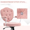 HOMCOM biuro kėdė, ergonomiška rašomojo stalo kėdė su supimosi funkcija, sagomis dekoruotas apmušalas, reguliuojamo aukščio kompiuterio kėdė su sukimosi funkcija, namų biurui, meškiuko kailio audinys, rožinė