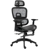 HOMCOM ergonominė biuro kėdė su porankiais, galvos atrama, juosmens atrama, reguliuojamo aukščio tinkline pasukama kėdė su supimosi funkcija, atlošimo funkcija, kojų atrama, juoda
