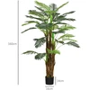 HOMCOM dirbtinis augalas, dirbtinė palmė, 160 cm dirbtinis augalas su 36 šakelėmis, kambarinis augalas, dirbtinis medis, augalų dekoracija vidaus ir lauko erdvėms, žalia