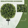 HOMCOM dirbtinių buksmedžio rutulių rinkinys (2 vnt.), 40 cm, su smaigu į žemę, tikroviškai atrodantys plastikiniai augalai dekoravimui svetainėje, miegamajame, biure ar sode