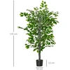 HOMCOM dirbtinis fikuso medis, 135 cm, plastikinė dirbtinė gėlė, vazoninis fikusas, tikroviškas dirbtinis medis su cementu, dirbtinis augalas svetainei, miegamajam, biurui, sodui