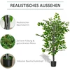 HOMCOM dirbtinis fikuso medis, 135 cm, plastikinė dirbtinė gėlė, vazoninis fikusas, tikroviškas dirbtinis medis su cementu, dirbtinis augalas svetainei, miegamajam, biurui, sodui