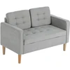 HOMCOM dvivietė sofa, sofa su daiktadėže, medinės kojelės, paminkštinta sofa, dvivietė sofa su aksomo efektu svetainei, miegamajam, 117 x 62 x 78 cm, šviesiai pilka | Aosom