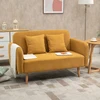 HOMCOM dvivietė sofa, loveseat su pagalvėmis, reguliuojamos pėdų atramos, veliūrinis poliesteris, porolonas, kompaktiško dizaino, 2 vietų, natūrali + geltona