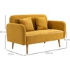 HOMCOM dvivietė sofa, loveseat su pagalvėmis, reguliuojamos pėdų atramos, veliūrinis poliesteris, porolonas, kompaktiško dizaino, 2 vietų, natūrali + geltona