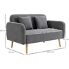 HOMCOM dvivietė sofa, „Loveseat“ su pagalvėlėmis, reguliuojamos kojų atramos, aksominis poliesteris, kaučiukmedis, porolonas, 2 vietų, audinio užvalkalas