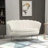 HOMCOM 2 sėdimų vietų sofa sofa minkšta sofa loveseat porankis aksomas iki 150 kg svetainė miegamasis kreminė 130x77x77cm
