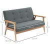 HOMCOM dvivietė sofa, kompaktiškas dizainas, audinio sofa, linas ir guminis medis, pilka, 115x66,5x73 cm