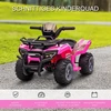 HOMCOM mini elektrinis keturratis vaikams 18-36 mėn., vaikiškas elektrinis ATV su LED priekiniu žibintu, metalas ir PP plastikas, rožinis