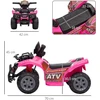 HOMCOM mini elektrinis keturratis vaikams 18-36 mėn., vaikiškas elektrinis ATV su LED priekiniu žibintu, metalas ir PP plastikas, rožinis