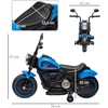 HOMCOM vaikiškas elektrinis motociklas su 2 nuimamais pagalbiniais ratukais, 1,5–3 km/val., skirtas 1,5–3 metų vaikams, mėlynas