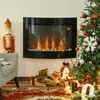 HOMCOM elektrinis židinys židinio krosnelė elektrinis 2 galios lygiai reguliuojamas 900/1800 W LED 65 x 11,4 x 52 cm nerūdijantis plienas juodas
