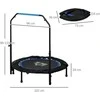 Homcom SPORTNOW 102 cm fitneso batutas, sulankstomas mini batutas su 4 kryptimis reguliuojamo aukščio rankena, LCD monitorius, fitneso šokdynė suaugusiems, vaikams, iki 100 kg