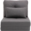HOMCOM grindų fotelis, 2-in-1 sulankstoma lova su reguliuojamu atlošu, grindų sofa su dekoratyvine pagalve, lininis, grindų sėdmaišis