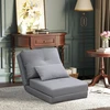 HOMCOM 2-in-1 sulankstomas grindų fotelis-lova su reguliuojamu atlošu, grindų sofa su dekoratyvine pagalve, grindų sėdimoji pagalvė svetainei, miegamajam, lininis, pilkas