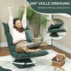 HOMCOM grindų kėdė 360° besisukanti, su 5 padėčių reguliuojamu atlošu, sulankstoma grindų sofa, meditacijos kėdė, paminkštinta „Lazy“ sofa svetainei, žaidimams ir skaitymui, žalia