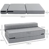 HOMCOM 2-in-1 sulankstoma grindų sofa-lova, lino išvaizdos, skirta 2 asmenims, paminkštinta, atlaikanti iki 250 kg, svetainei ir miegamajam, pilka