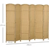 HOMCOM 6 dalių širma 240 x 170 cm kambario pertvara iš bambuko, sulankstoma sienelė, privatumo uždanga svetainei, natūrali