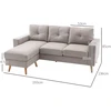 HOMCOM L-formos kampinė sofa, kampinis komplektas su lino išvaizdos audiniu, 3 vietų sofa su gultu, medžiaginė sofa svetainei, šviesiai pilka