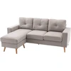HOMCOM L-formos kampinė sofa, kampinis komplektas su lino išvaizdos audiniu, 3 vietų sofa su gultu, medžiaginė sofa svetainei, šviesiai pilka