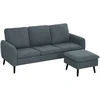 HOMCOM kampinė sofa su pufu, 3 pagalvės, L formos sofa svetainei ar miegamajam, 196 x 140 x 88 cm, pilka