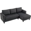 HOMCOM Kampinė sofa su šezlongu, 3 vietų, L formos, paminkštinta, su korduro atrodančiu audiniu, didelio tankio putplasčiu, iki 400 kg, skirta svetainei, miegamajam, 214 x 134 x 87 cm, tamsiai pilka