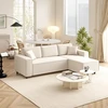 HOMCOM 3 vietų kampinė sofa su keičiama gulto puse, 2 pagalvėlės, velvetinis audinys, kreminės baltos spalvos, 241x153x83 cm