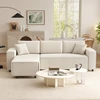 HOMCOM 3 vietų kampinė sofa su keičiama gulto puse, 2 pagalvėlės, velvetinis audinys, kreminės baltos spalvos, 241x153x83 cm
