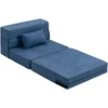 HOMCOM 3-in-1 išskleidžiamas fotelis, sulankstoma sofa-lova su miegamuoju mechanizmu, juosmens pagalvė, flanelinė poilsio kėdė svetainei, tamsiai mėlyna