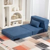 HOMCOM 3-in-1 išskleidžiamas fotelis, sulankstoma sofa-lova su miegamuoju mechanizmu, juosmens pagalvė, flanelinė poilsio kėdė svetainei, tamsiai mėlyna