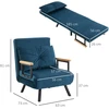 Fotelis HOMCOM išskleidžiama sofa-lova, poilsio kėdė su lovos funkcija, svečių lova, aksominė, reguliuojamas atlošas, mėlyna, 63x73x81 cm