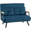 HOMCOM miegamoji sofa, poilsio krėslas, lovos funkcija, sulankstoma sofa, aksominė, su nugaros pagalvėle, reguliuojamas atlošas, mėlyna, 102x73x81cm