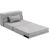 HOMCOM 3-in-1 išskleidžiamas fotelis-lova, sulankstoma sofa-lova su miegojimo funkcija, juosmens pagalvė, flanelinės išvaizdos poilsio fotelis, šezlongas svetainei, šviesiai pilkas