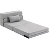 HOMCOM 3-in-1 išskleidžiamas fotelis-lova, sulankstoma sofa-lova su miegojimo funkcija, juosmens pagalvė, flanelinės išvaizdos poilsio fotelis, šezlongas svetainei, šviesiai pilkas