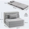 HOMCOM 3-in-1 išskleidžiamas fotelis-lova, sulankstoma sofa-lova su miegojimo funkcija, juosmens pagalvė, flanelinės išvaizdos poilsio fotelis, šezlongas svetainei, šviesiai pilkas