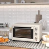 Elektrinė krosnelė HOMCOM mini orkaitė 21 l, picos orkaitė, mini orkaitė su kepimo skarda, grotelėmis ir trupinių padėklu, 1400 W, stalinė orkaitė, 1 val. laikmatis, 100–230 °C, metalinė, kreminės spalvos