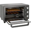 Elektrinė krosnelė HOMCOM mini orkaitė 21L 1400W 60 min. laikmatis, maža orkaitė su 100 °C–230 °C reguliuojama temperatūra ir kepimo laiku, mini orkaitė su kepimo skarda, grotelėmis, stalinis orkaitės modelis iš nerūdijančio plieno, pilka