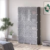 HOMCOM DIY drabužių spinta, lentynų sistema su 2 dideliais ir 9 mažais kubais, modulinė lentyna, batų lentyna, knygų ir žaislų laikymo lentyna, juoda, 111 x 47 x 183 cm