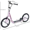 HOMCOM vaikiškas paspirtukas, 16 colių motoroleris su pneumatinėmis padangomis, reguliuojamo aukščio paspirtukas, rožinės spalvos kickscooter vaikams nuo 5 metų