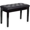 HOMCOM pianino suoliukas fortepijono suoliukas tradicinio kaimo stiliaus kosmetinis suoliukas su daiktadėže medinis odos imitacijos juodas 76 x 36 x 50 cm