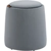 HOMCOM 2-in-1 pufas, apvalus aksominės išvaizdos sėdimas pufas su daiktadėže, pilkas, nuimamas dangtis, Ø44 cm x 47,5 cm, kaip pagalbinis staliukas