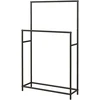 HOMCOM rankšluosčių laikiklis, pastatoma rankšluosčių kabykla su 2 skersiniais, vonios rankšluosčių laikiklis, metalinis, 66 x 20 x 110 cm, juodas | Aosom