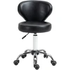 HOMCOM masažinė kėdė su ratukais – pasukama 360° darbo kėdė – reguliuojamo aukščio sėdynė 49-64 cm, ergonomiškas atlošas – chromuotas metalas, aptraukta juoda dirbtine oda