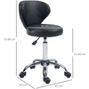 HOMCOM masažinė kėdė su ratukais – pasukama 360° darbo kėdė – reguliuojamo aukščio sėdynė 49-64 cm, ergonomiškas atlošas – chromuotas metalas, aptraukta juoda dirbtine oda