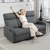 Fotelis HOMCOM 3 vietų sofa, individualiai reguliuojamos nugaros atramos, kojų atramos, audinio apmušalai, metalas, pilka