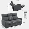 Fotelis HOMCOM 3 vietų sofa, individualiai reguliuojamos nugaros atramos, kojų atramos, audinio apmušalai, metalas, pilka