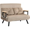 HOMCOM sofa lova, sulankstoma lova su miegojimo funkcija, reguliuojamas atlošas, polsteruota sofa su pagalve, aksominio stiliaus, svetainei, miegamajam, šviesiai ruda