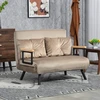 HOMCOM sofa lova, sulankstoma lova su miegojimo funkcija, reguliuojamas atlošas, polsteruota sofa su pagalve, aksominio stiliaus, svetainei, miegamajam, šviesiai ruda
