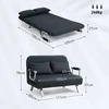 HOMCOM sofa-lova su reguliuojamu atlošu, pagalvėlėmis, 2 vietų, aksominės išvaizdos, su porankiais, skirta svetainei, miegamajam, juoda