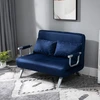 HOMCOM 2 vietų sofa-lova, sofa su reguliuojamu atlošu, dekoratyvinė pagalvė, sofa su aksomo efektu, porankiai, minkštas baldas svetainei, miegamajam, mėlyna